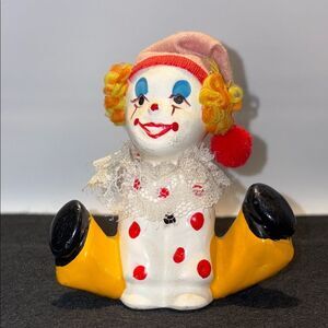 Vintage Yellow and Red Clown Decor Accent